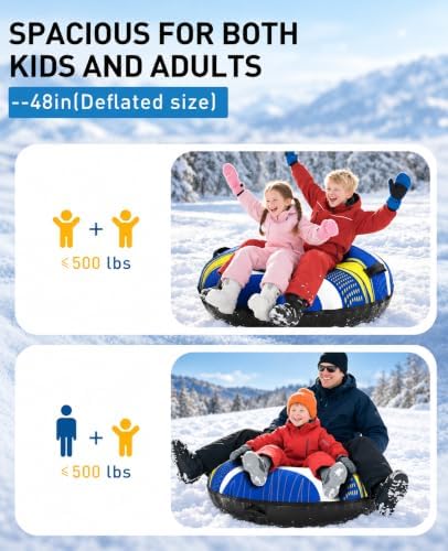 Snow Sled for Kids and Adults, Heavy Duty Snow Tubes for Sledding
