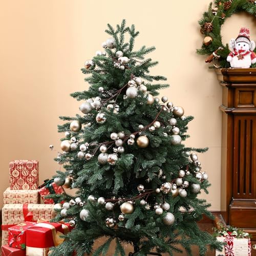 2 Pcs 6 ft Christmas Ball Ornament Garland, Champagne Gold
