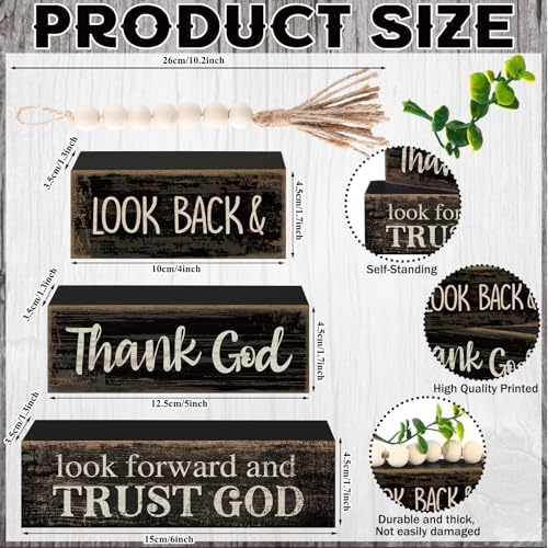 Moucuny 4 Pcs Farmhouse Table Decor Inspirational Wooden Block Signs