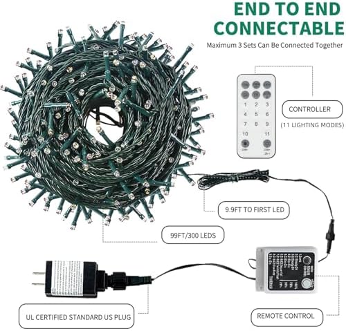MZD8391 105FT 300LED Color Changing Christmas Light, Christmas Tree Lights