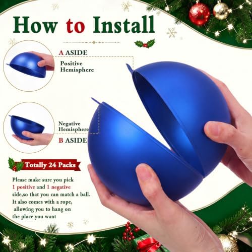 Weysat 12 Pack Large Christmas Plastic Ornaments Yard Tree,Blue,6 Inch