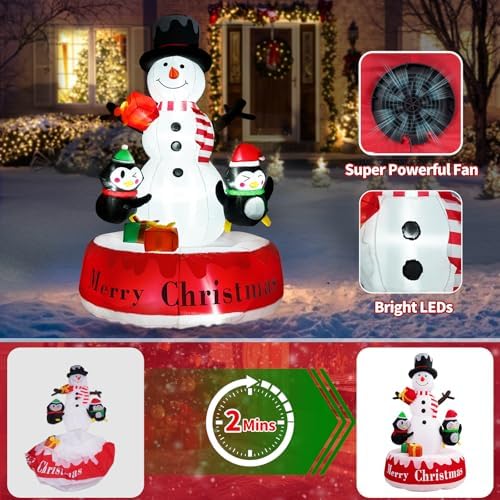 Likiyol 8 FT Christmas Inflatable Outdoor Decoration Rotating Snowman Christmas Inflatables, Christmas Blow Ups with Built-in Bright LED Lights for Yard, Outdoor, Holiday Decor