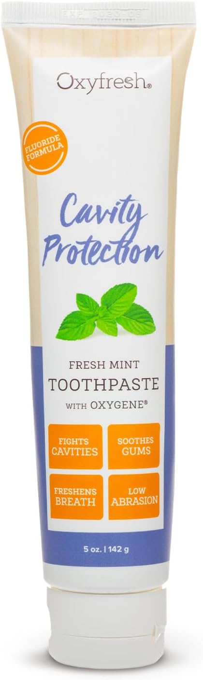 Oxyfresh Premium Cavity Protection – Fresh Mint Fluoride Toothpaste | Unique Non-Staining Fluoride Helps Keep Teeth White – Helps Fight Cavities, Plaque & Tartar – Strengthen Sensitive Enamel