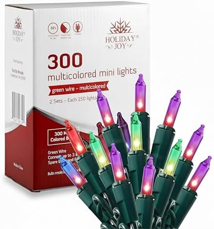 Holiday Joy Multicolor Christmas Lights - 300 Count Mini Bulbs 64 Ft