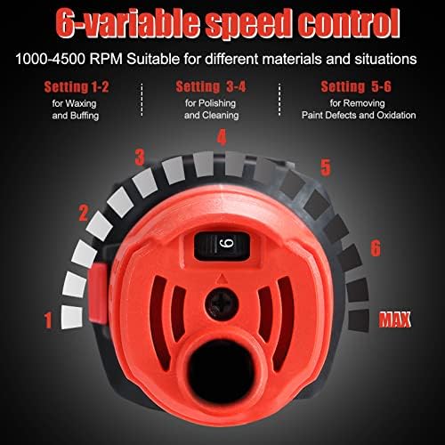 AOBEN Car Buffer Polisher,6 inch Dual Action Polisher,Random Buffer Polisher kit with 6 Variable Speed 1000-4500rpm,Detachable Handle,4 Buffing Pads for Car detailing Polishing and Waxing (Pack of 2)