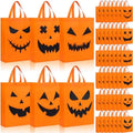 Sanwuta 48 Pcs Halloween Tote Gift Bags 14.9 x 11.8 Large Treat or Trick Pumpkin Reusable Non Woven Candy Goodies Bag for Halloween