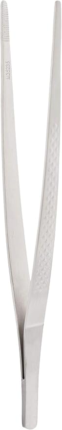 Mercer Culinary 18-8 Stainless Steel Precision Plus Chef Plating Tong, Straight, 6-1/8 Inch