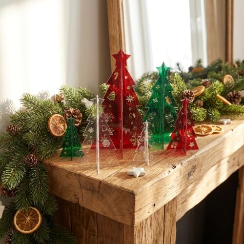 6 Pcs Christmas Acrylic Tree Table Centerpieces, Xmas Tree Tabletop Decor