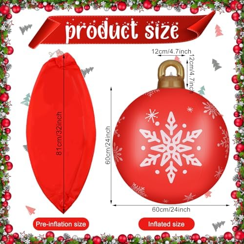 Jetec 4 Pcs Giant Inflatable Christmas Ball, Cute, Color 2