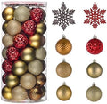 Valery Madelyn Christmas Tree Decorations Ornament Set, 50ct 2.36 Inches Red and Brown Shatterproof Christmas Ball Ornaments Hanging Xmas Holiday Party Decor