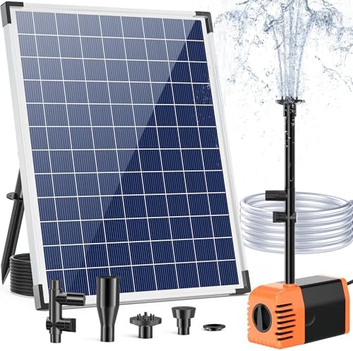 Antfraer 25W Solar Fountain Pump, Solar Water Pump 320GPH Flow Adjustable, Solar Powered Water Pump with 16.5Ft Cord Length for Small Pond, Fish Pond Bird Bath Garden Waterfall Hydroponics