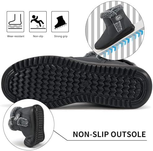 Winter Snow Boots for Women: Comfortable Warm Fur Lined Ankle Booties Non Slip Waterproof Boots for Outdoor Walking