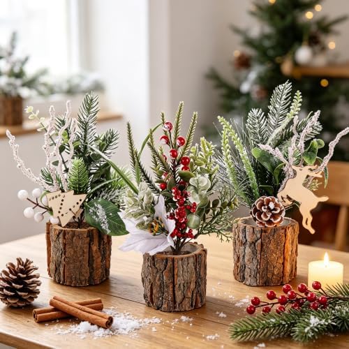 winemana Christmas Table Decorations Indoor Xmas Centerpieces Decor, 3 Pack