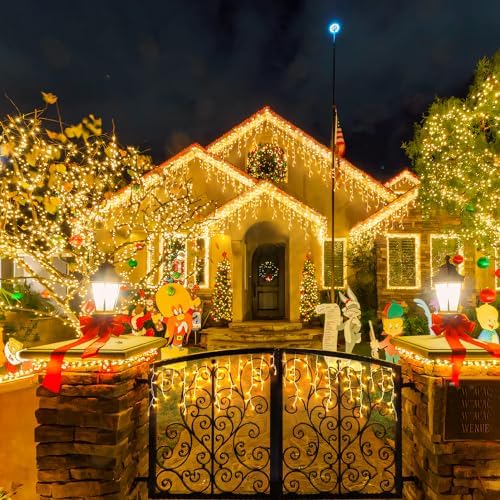 JMEXSUSS Christmas Icicle Lights for Outside,800 LED Warm White