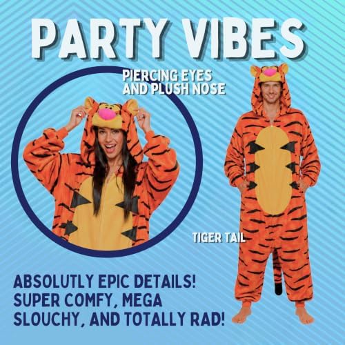 Funziez! Adult Onesie Halloween Costume Animal Dinosaur Shark Unisex Plush One Piece Cosplay Suit for Adults, Men and Women