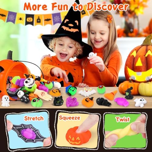 OCATO 30Pcs Halloween Mochi Squishy Toys, Halloween Party Favors for Kids