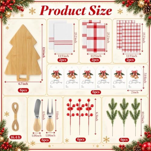 Fayoo 6 Set Christmas Tree Wooden Cutting Board Set, Kitchen Gifts Kit