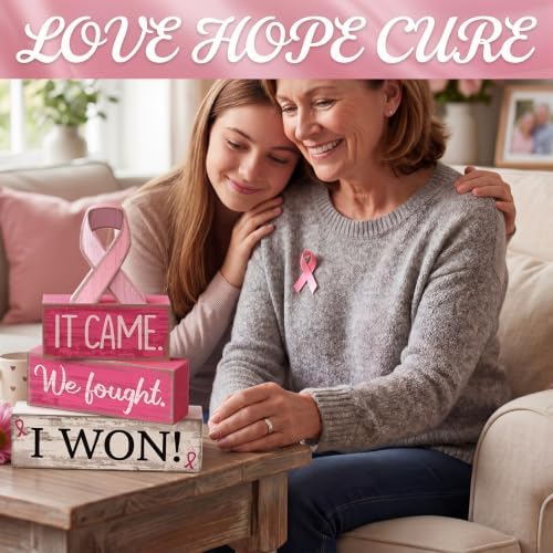 Lineshading 4 Pcs Breast Cancer Awareness Decor Pink Ribbon Table Decor