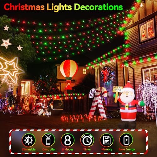 Hezbjiti 2Pack 1000 LED 403FT Christmas Lights Outdoor String Lights 8 Modes with Timer Memory Waterproof Fairy Lights Plug in for Classroom Bedroom Wedding Party Holiday Xmas Decorations(Red+Green)