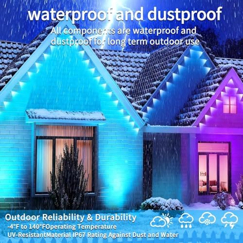 100FT Permanent Outdoor RGB Lights,IP67 Waterproof Smart LED Eaves Lights with App/Remote Control,for Christmas and All Holiday Decor,Daily and Accent Lighting,House Roof and Garden Lighting