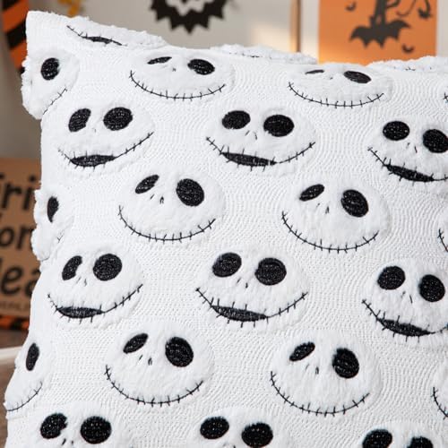 eowvsio 2PCS Halloween Pillow Covers 18x18 inch,Nightmare Be Christmas Throw Pillow Cases,Halloween Decorations Soft Faux Fur Wool Couch Cushion Case for Chair Sofa Bedroom Living Room