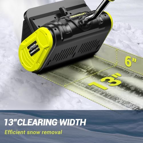 Litekon 40V Brushless Cordless Snow Shovel, 13-Inch Electric Snow Blower with 2X 4.0Ah Batteries, Battery-Powered Snow Removal with 25FT Throw Distance for Patio, Deck, Driveway，Green