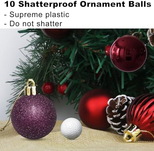 Maroon 3.2" Large Christmas Balls - Christmas Tree Decoration Ornaments Shatterproof Hanging Balls for Birthday Halloween Holiday Wedding Decorations Set of 10pcs