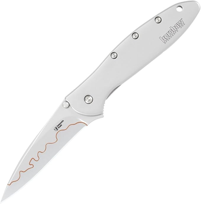 Kershaw Leek, BlackWash Pocket Knife (1660BLKW); 3 Sandvik 14C28N Steel Blade, 410 Stainless Steel Handle, BlackWash Finish, SpeedSafe Assisted Open, Frame and Tip Locks, Reversible Pocketclip; 3 OZ