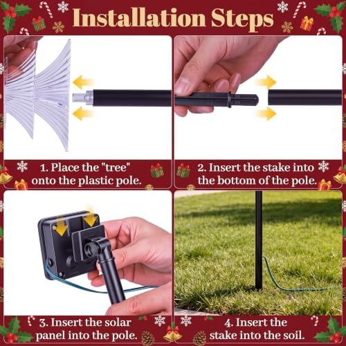 TOWPONICS Solar Christmas Lights Outdoor Pathway Decorations, 5 PCS