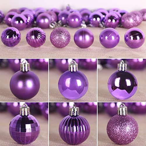 Iris Purple 2.5" Christmas Balls Christmas Tree Decoration Ornaments Shatterproof Hanging Balls for Birthday Halloween Holiday Wedding Decorations Set of 36pcs