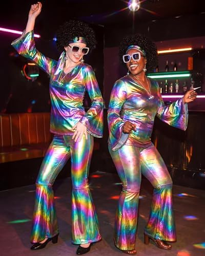 Jexine 70s Disco Outfit Women Sequin Sparkly Costume