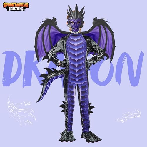 Spooktacular Creations Halloween Kid Dragon Costume, Boys Dragon Wings, Tail and Mask Set for Halloween Dress Up