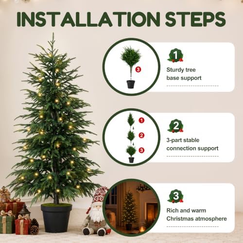 4FT Christmas Tree with Light, Norfolk Pine Tree Decor for Xmas 2 Pack