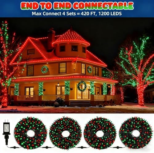 MZD8391 105FT 300LED Christmas Light, Christmas Tree Light, Red Green