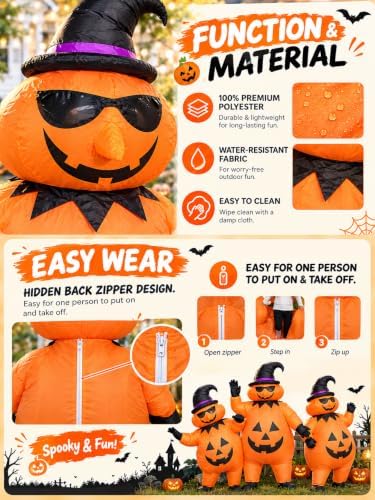 Pumpkin Witch Inflatable Costume Adult Halloween Blow Up Suit