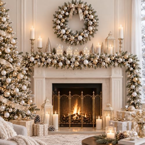 Lunmon 64 Pcs Christmas Ball Ornament Gold Silver White 1.57/1.97/2.36 Inch