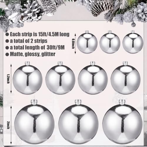 2 Pcs 15 ft Christmas Ball Ornament Garland, Silver