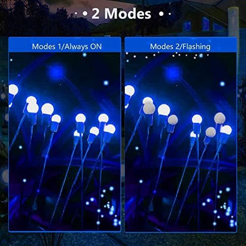 6 Pack Solar Firefly Lights Outdoor Swaying Garden Decorations 48 LED Blue