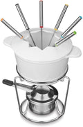 Cuisinart 13-Piece Cast Iron Fondue Set, White, 10"