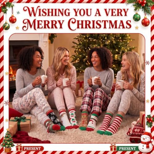 100 Pairs Christmas Fuzzy Socks Bulk for Adults