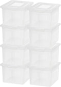 IRIS USA File Box, Plastic File Organizer with Lids for Letter/Legal File, Portable Document Box For Moving, Storage Bin with Durable and Secure Lid, Stackable Nestable BPA-Free, Clear 35 Qt. 8 Pack