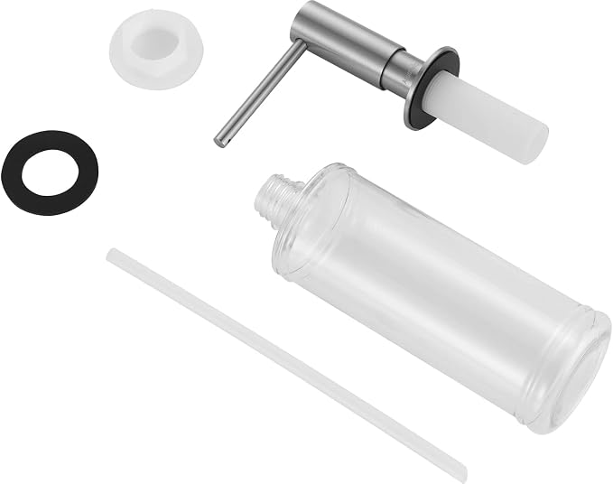 AguaStella ASF026BN Built in Soap Dispenser Brushed Nickel for Kitchen Sink with Soap Bottle Countertop Pump