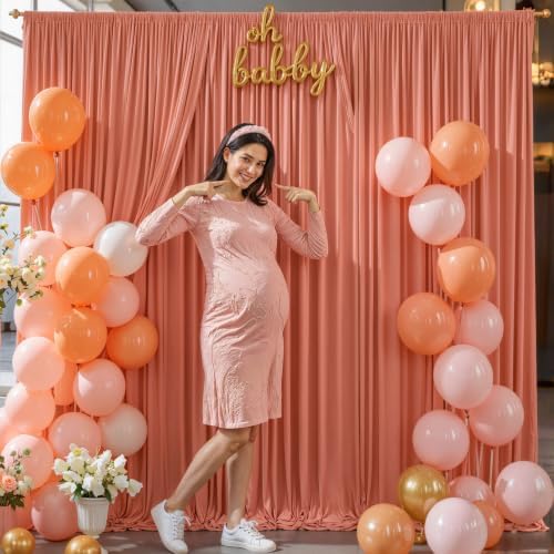 10x10 Rust Backdrop Curtain for Parties Wedding Wrinkle Free Red Photo Curtains Backdrop Drapes Fabric Decoration for Birthday Party Baby Shower Christmas 5ft x 10ft,2 Panels