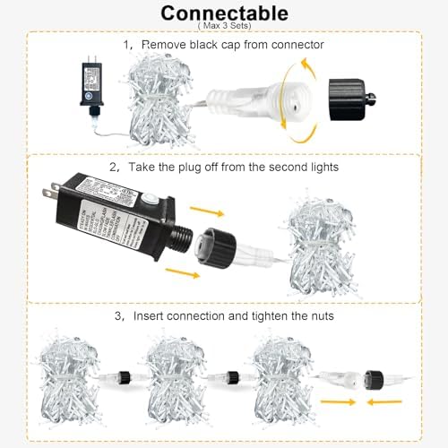White Christmas Lights Outdoor, 33ft 400 LED Icicle Lights for Outside