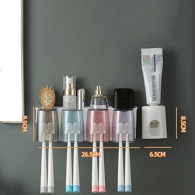 Toothbrush Rack Wall Mount Toothbrush Holder for Shaver Holder Storage Rack Bathroom Accessory Rack with Toothpaste Squeezer Kit Bathroom Toothbrush Holder