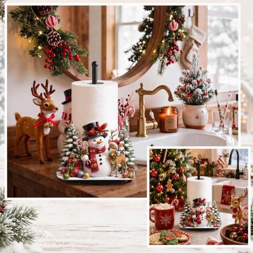 Christmas Snowman Paper Towel Holder, Metal Deer Kitchen Stand