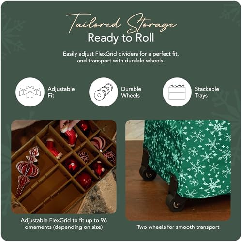 Covermates Rolling Adjustable Ornament Storage Bag, 19.25"W x 13"D x 18.5"H