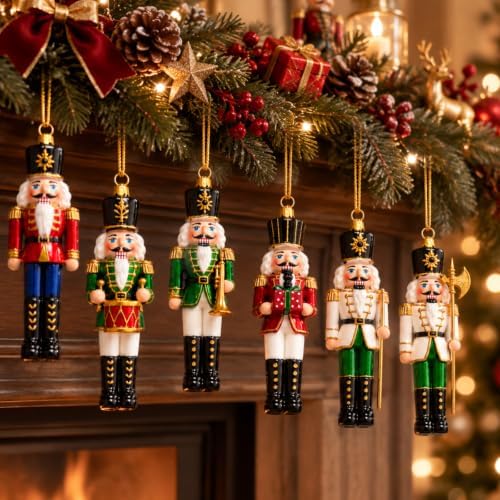 Sosation 8 Pcs Vintage Glass Christmas Nutcracker Ornaments Hand Blown