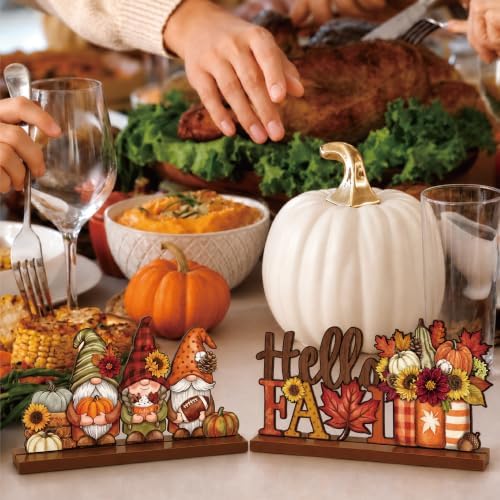 3 Pcs Fall Centerpieces for Tables, Wooden Autumn Decorations for Home