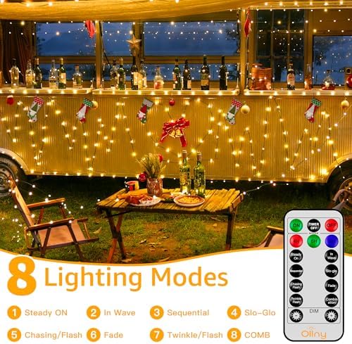 Ollny Christmas Lights Outdoor, 393FT 1200 LED IP67 Waterproof Christmas Tree Lights with 8 Modes Remote Timer, String Lights for House Yard Outside Indoor Xmas Decorations Warm White